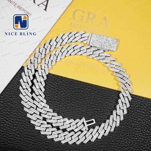 Moissanite Chain for Men Women Diamond Tester Hip Hop Chilled Cuban Link Chain 12mm Moissanite Cuban Necklace Bracelet for Men