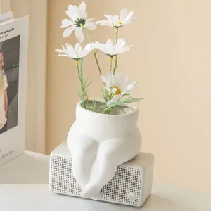 花瓶セラミックレッグ花瓶かわいい抽象的なボディアート小さな植木鉢の妖精の工芸品アレンジメントジューシーな植物を植える