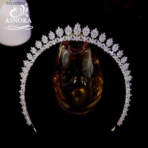 Jóias de cabelo de casamento Asnora diadema nova tiara 3a cúbica zircônia de nacuação cor prata prateada prata crown cenas acessórios de cabelo jóias de cocar de cristal l46