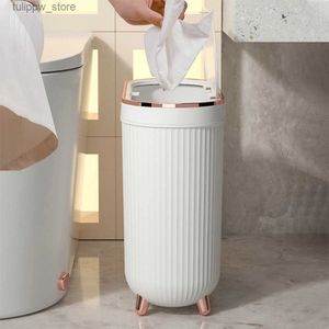 廃棄物ビン新しい12L豪華なプレスゴミ缶キッチンのためのバスルーム用の足で缶のゴミ箱の水防止金のゴミ箱lids l46