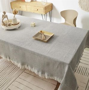 Table Cloth Fashion Solid Decorative Linen Tablecloth With Tassels Rectangular Wedding Dining Cover Tea