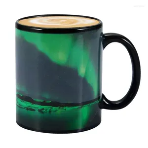 Mugs Color Changing Mug Ceramic Coffee Cup Northern Lights Design Cool Tea Magic Change