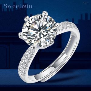 Rings cluster Real 3 Moissanite Anello nuziale certificato originale S925 Silver 9mm Round Brilliant Diamond Solitaire Engagement Gift