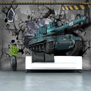 Tapisserier World of Tanks Colorful Tapestry Wall Hanging 3D Tank Broken Mural Living Room Children Badrum