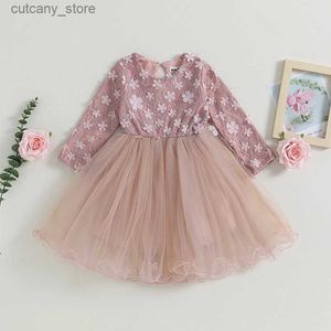 Flickans klänningar 2021 Fashion Baby Girl Dress Girl Garden Floral Seve Baby Dress Togdr Princess Birthday Photo Clothing Dress för 2-6Y L240402