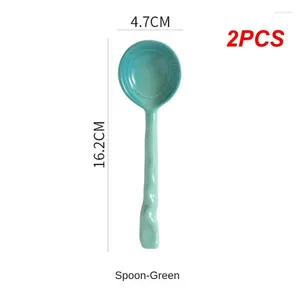 Spoon 2 pezzi piccoli cucchiaio per la casa ceramica colorata fattura fine di alta qualità di alta qualità belle e pratiche stoviglie