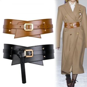 Women Wide Belt High Quality Genuine Leather Belts Luxury All-match Coat with Skirt Waist Constricting Waistband Waist Seal 240325