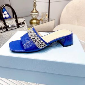 Squared Toe Rhinestone Slipper Fashion Female Party Dress Shoes Luxury Gold Silver Evening Dress Sexig Slip On Shoes High Heels