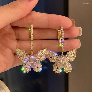 Kolczyki Dangle Luksusowy złoty motyl Crystal kryształowy kryształ dla kobiet niebieskie wesela na norce imprezowe biżuterię akcesoria prezentowe