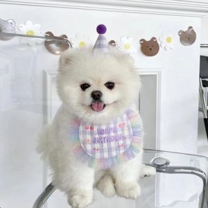 Dog Apparel INS 1/Set Saliva Towel Birthday Party Cake Bib Pet Than Bear Triangle Cat Supplies Accessories Gift