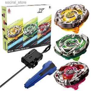Spinning Top Bey X BX-08 3pcs Box Set Hells Scythe Wizard Appow Knight Shield Spinning Top with Launcher Grip Set Kids Toys for Boys Gift L240402