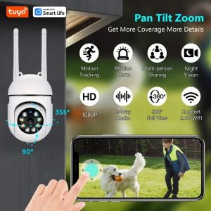 Cameras Tuya Smart 2.4G WiFi Indoor Dual Antenna Camera Smart Home Security Video Surveillance Supprt Two Way Audio Mobile Motion