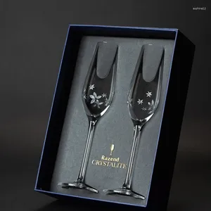 Vinglasögon Handskytte Champagne Glass Presentlåda Set Goblet Crystal Cup Long Stem Drink Wedding Valentine's Day Home Daily Use