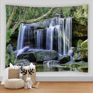 Takestries 3d Freqüência florestal cachoeira paisagem tapeçaria parede pendurada na praia tapete de piquenique de piquenizador de casas de decoração de casa pano