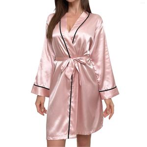 Abbigliamento da casa femmina Sleep abbigliamento patchwork lunghi accappatoi da donna da donna in seta in seta in seta accappatoio per donne Kimono Robe Pigyamas