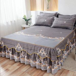 Set di biancheria da letto cuscinetto gonna da letto 3pcs foglio principessa rosa corea di cover per materasso per ragazze con federa F0173