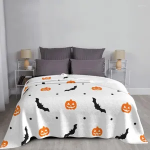 Filtar halloween pumpor fleece tryckt bat multifunktion lätt tunt kast filt för sängkläder utomhus sängöverdrag