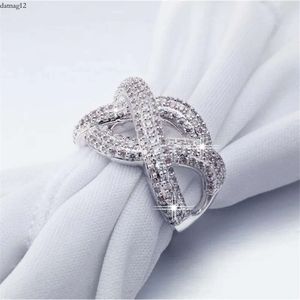 Vecalon Fashion Infinity Ring SterlingSier Diamond CZ Stone Engagement Wedding Band Rings for Women Men F 1111