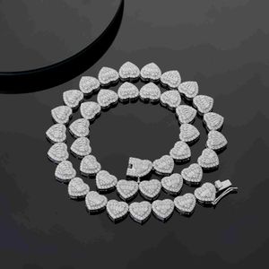 Iced Out 925 Silver Moissanite Necklace Hip Hop Jewelry 12mm شكل قلب CZ Moissanite سلسلة قلادة