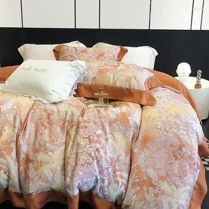 寝具セット豪華な60年代デジタル印刷シルキーセットプレミアム刺繍布団カバーベッドシート枕カバー