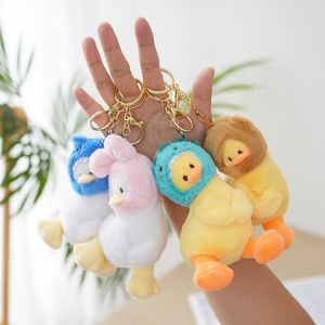 Niedlicher Plüsch krumme Ente Keychain Puppen -Rucksack Anhänger kreativer Cartoon gelbe Entenbeutel Anhänger