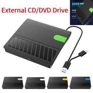 Приводит новый USB 3.0 Typec Slim внешний DVD RW CD Writer Drive Rider Reader Player Player Drive для DVD -диска для ноутбука