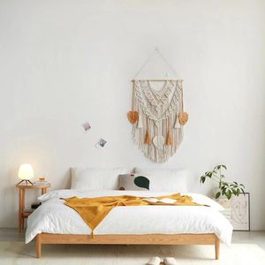 Wandteppiche Wandhängekunst gewebt Boho Wohnkultur Blatt Quasten Baumwollseil Bohemian Weihnachtsgeschenk für Teen Girl Mom