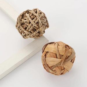 Other Bird Supplies Rabbits Parrot Non-toxic Natural Activity Chew Toys Small Animals Straw Woven Rattan Balls