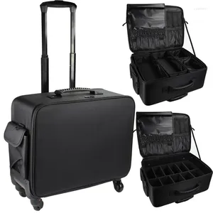 Kosmetiska väskor Professionell rullning Makeup Artist Bag Portable Nail Organizer Trolley Cometic