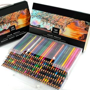 Ołówki 72/120/160 PCS Zestaw kolorowy ołówek Oleu wysokiej jakości dla dzieci PCV Pudełko szkolne biuro Malowanie Kolor Lead Art Supply