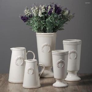 Вазы белого цвета керамическая ваза Широкая открывающаяся декоративное украшение