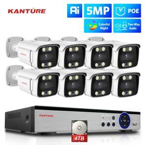 System Kanture 8CH 4K POE NVR KIT KIT CCTV Система камеры безопасности 5MP Двухсторонний водонепроницаемый набор для видеоролика.