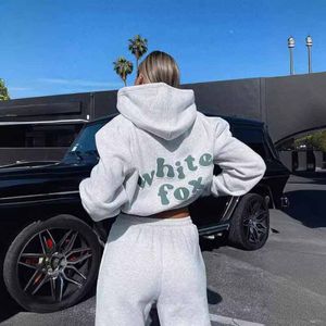 White Foxx Tracksuits Designer Hoodies Damen Sets zwei 2 -teilige Set Foxs Fashion Sports Tracksuit Sporty Long Sleeves Pullover Houlded Street Sportwear Sweatshirts