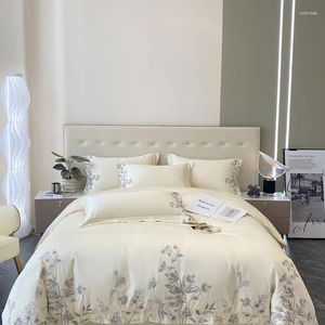 Bedding Sets 1000TC Egyptian Cotton Set Bed Linens Elegant Embroidery Quilt Duvet Cover Pillowcase King Size Flat Sheet