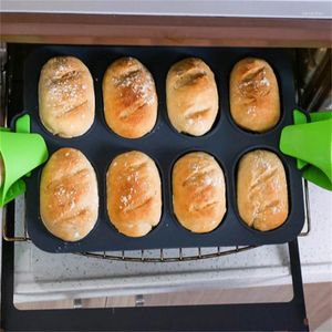 Calco stampi 8 griglia antiaderente piccola ovale pane francese silicone stampo tappeti da forno