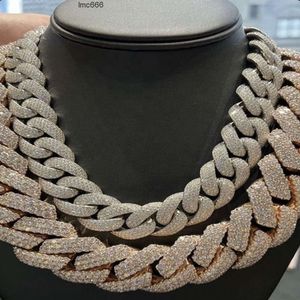 20 mm złoto ciężkie Miami Prong Pełny lodowany utwardzony dhinestones Hip Hop Cuban Bling Bling Raper Naszyjniki dla mężczyzn Fine Jewelry