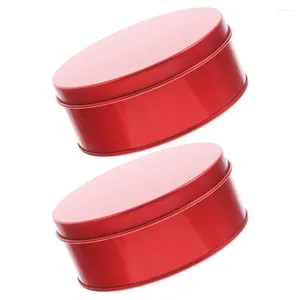 Storage Bottles 2 Pcs Round Tinplate Box Christmas Decore Bread Loaf Container Small Tins With Lids