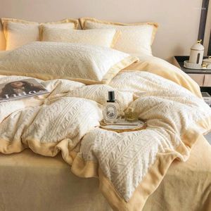 Bettwäschessätze Duvet Cover Winter warme Milch Samt 4pcs Set verdickte Plüsch -Quilt mit Kissen Hülle Morden King Haustextilien