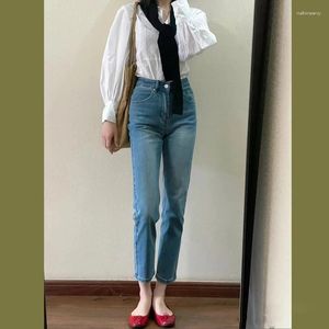 Frauen Jeans 2024 Vintage Elastic Women Leggings Hosen Hohe Taille Slim Bleistift Mutter Denim lässig dünne Frau