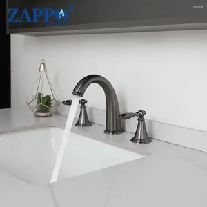 バスルームシンク蛇口Zappo Grey Bathtub Basin Faucet 3 PCS 2ハンドルソリッドブラスデッキマウントコールドウォーターミキサータップ