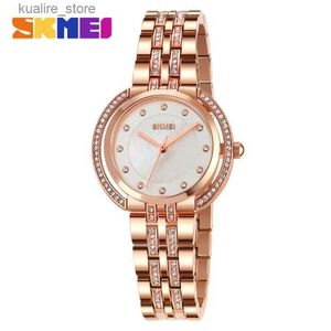 Relógios femininos Skmei 1979 Deusa da moda Mulheres Mulheres de luxo Scale Markers Scale Waters impermeabilizados quartzo êstutas Reloj Cuarzo 1874 L240402