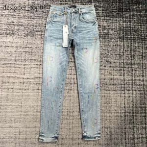 Designer de marca Purple Jeans Men Jeans Men Women Calça Ksubi Jeans Jeans Summer Summer Hole 2024 New Style Borderyer Auto -cultivo e Small Feet Fashion 1971