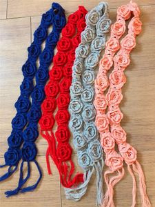 Lenços Mori Girl Tridimensional Crochet Flower Tassel Leng Women