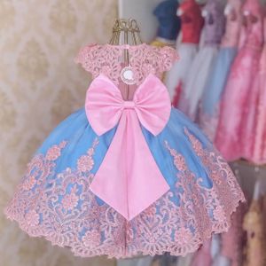 Baby Girls Lace Dresses Backless Wedding Evening Ball Gowns Embroidery Elegant Ceremony Costumes Birthday Party Princess Dress 240322