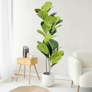 Dekorativa blommor 105/113 cm stora konstgjorda ficusväxter Fake Tropical Tree Tall Banyan Trees Plastgummiblad för hemträdgård