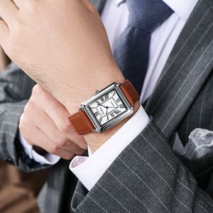 watches high quality square quartz movement watch men women rose gold luxury genuine leather belt business ultra thin style Wristwatch gifts