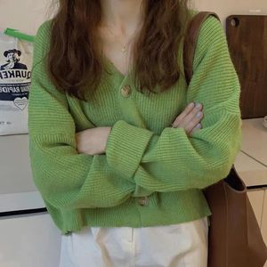 Women's Knits Knitting Casual Cardigan Coat 2024 Women Clothing V-neck Long Sleeve Sueter Mujer Vintage Fashion Sweater Tops Pull Femme
