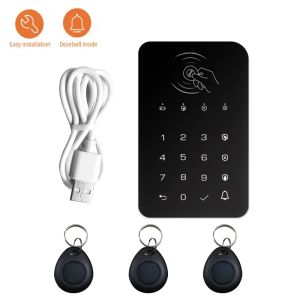キーボードワイヤレス433MHzタッチキーボードロック3PCS RFIDカードアームまたはDISARM EV1527 Tuya Smart Home Security Alarm Systemのエンコード