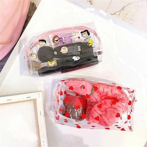 Stume da stoccaggio Big Waterproof Transparent Pencil Case Pvc Stationery Gift Girls Students Bag Kawaii Makeup Cosmetic Travel