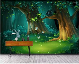 Wallpapers Custom Po 3d Room Wall Paper Cartoon Fantasy Forest Animal Children's Background Murals Wallpaper For 3 D